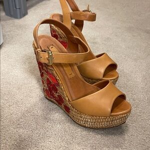 Arezzo Tan Wedge Sandals